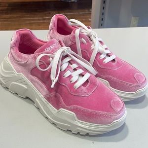 Designer Philipp Plein Pink Velvet Sneakers